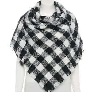 Black and White Boucle Triangle Scarf